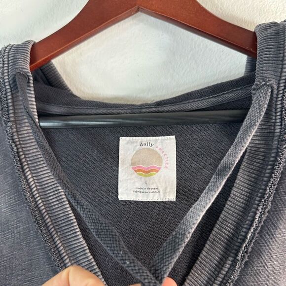 Daily Practice Anthropologie Sport Hoodie Mini Dress Womens Large Boho Gray - Picture 5 of 9